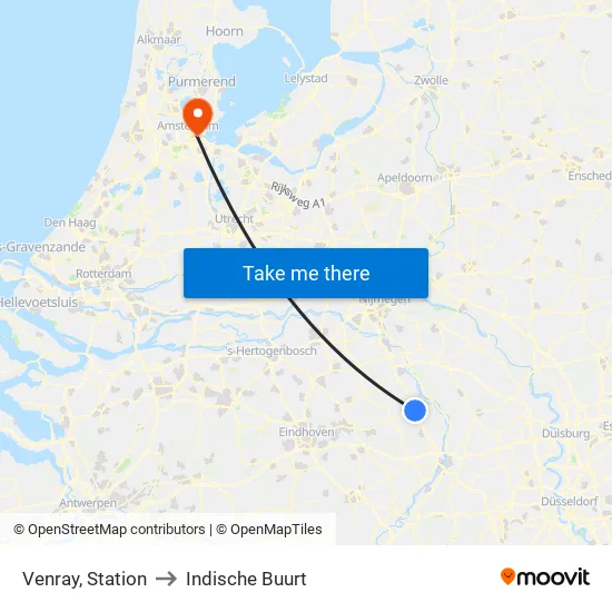 Venray, Station Venray to Indische Buurt map