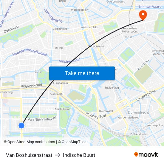Van Boshuizenstraat to Indische Buurt map