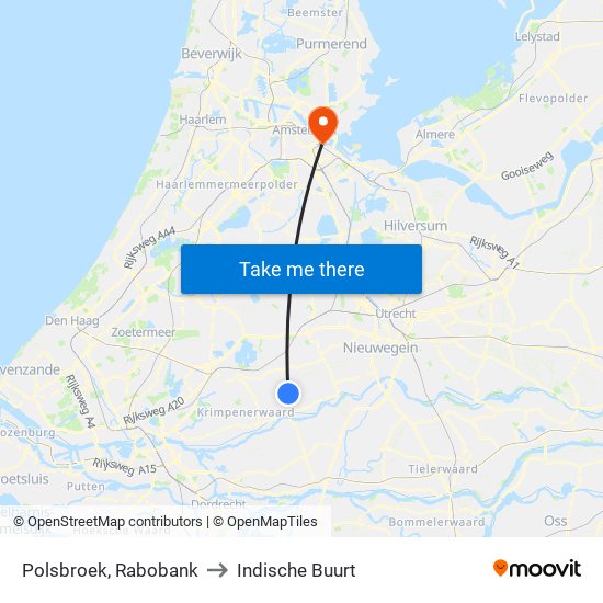 Polsbroek, Rabobank to Indische Buurt map