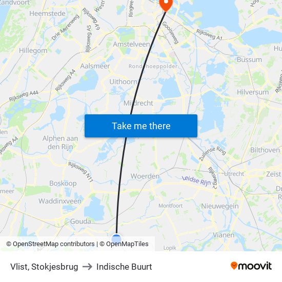 Vlist, Stokjesbrug to Indische Buurt map