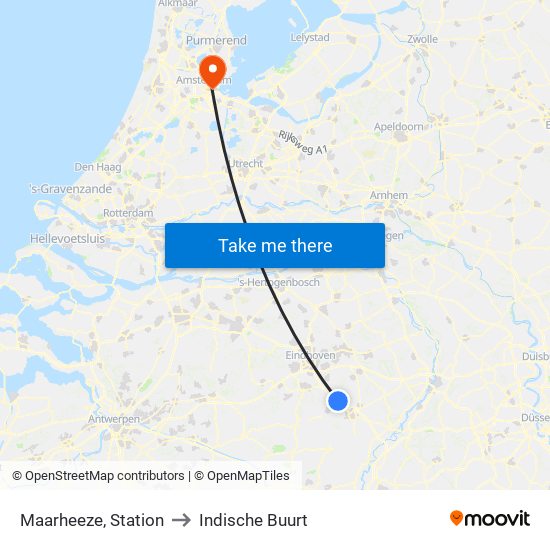 Maarheeze, Station to Indische Buurt map