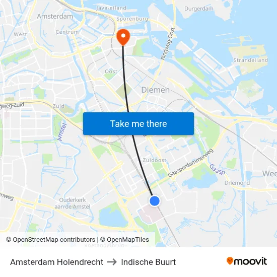 Amsterdam Holendrecht to Indische Buurt map