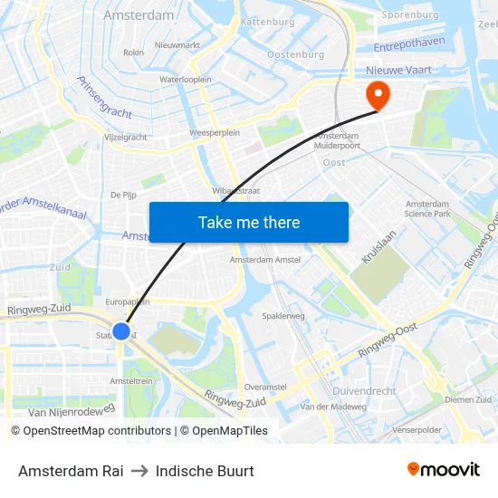 Amsterdam Rai to Indische Buurt map