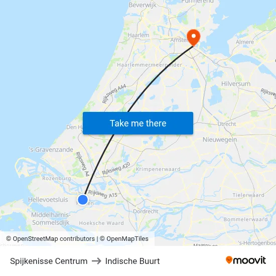 Spijkenisse Centrum to Indische Buurt map