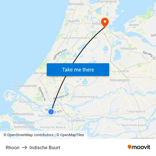 Rhoon to Indische Buurt map