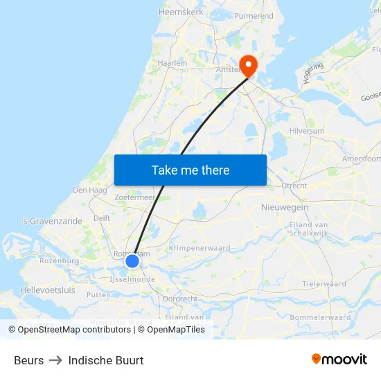 Beurs to Indische Buurt map
