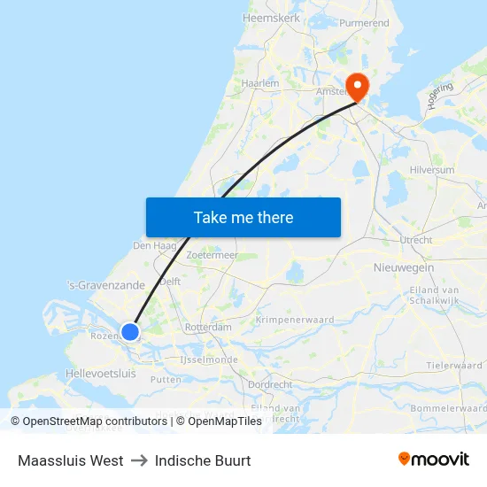 Maassluis West to Indische Buurt map