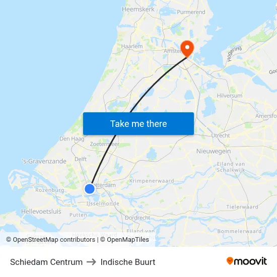 Schiedam Centrum to Indische Buurt map