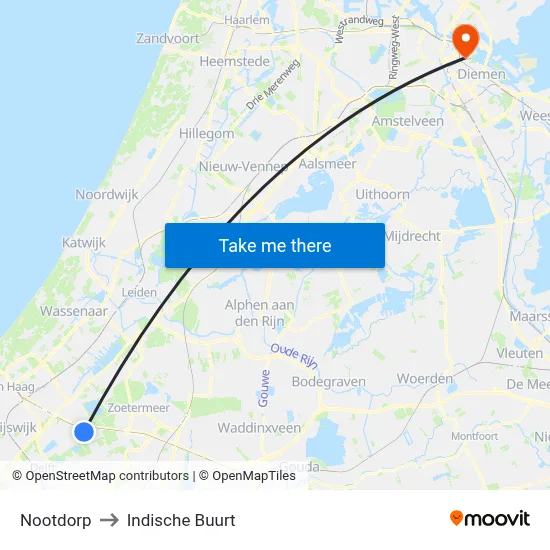 Nootdorp to Indische Buurt map