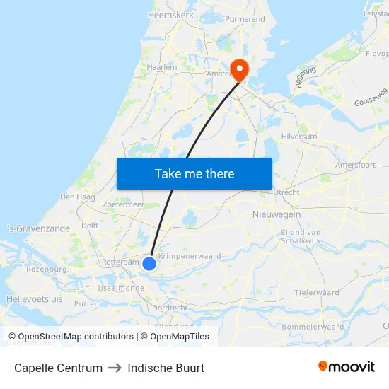 Capelle Centrum to Indische Buurt map