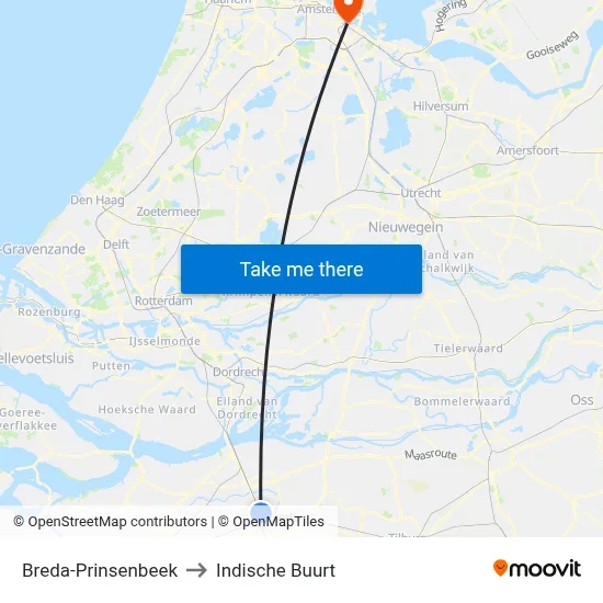 Breda-Prinsenbeek to Indische Buurt map