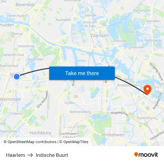 Haarlem to Indische Buurt map