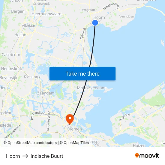 Hoorn to Indische Buurt map