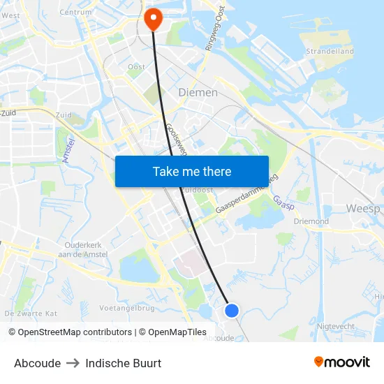 Abcoude to Indische Buurt map