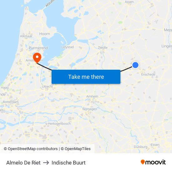 Almelo De Riet to Indische Buurt map