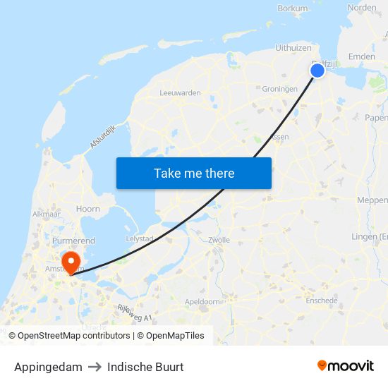 Appingedam to Indische Buurt map