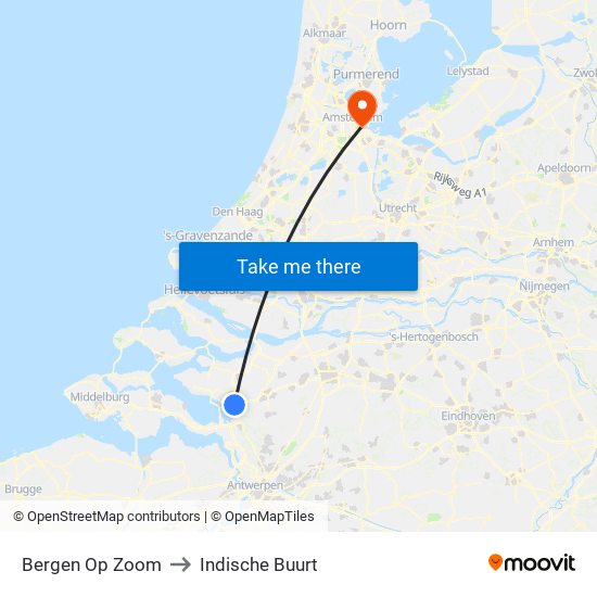 Bergen Op Zoom to Indische Buurt map