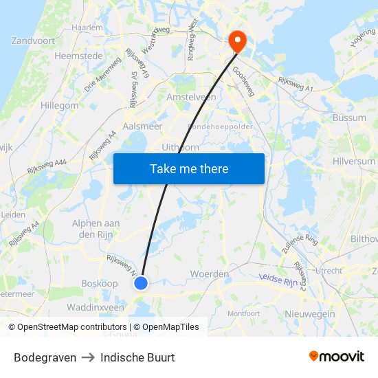 Bodegraven to Indische Buurt map