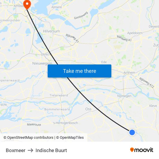 Boxmeer to Indische Buurt map