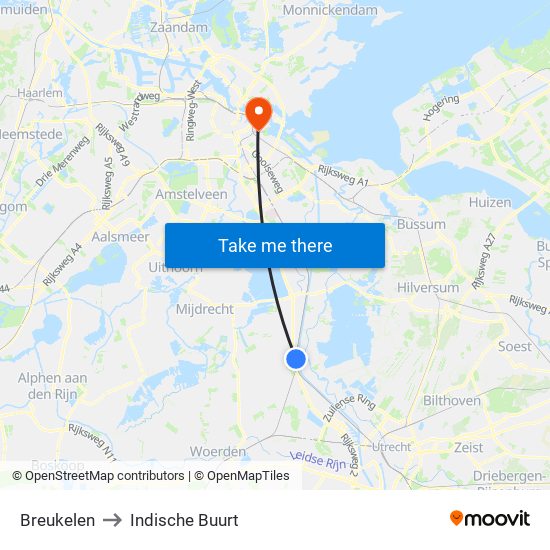 Breukelen to Indische Buurt map