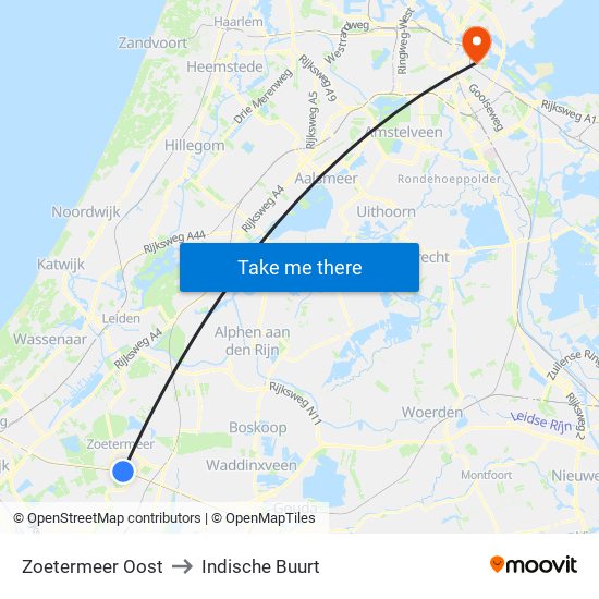 Zoetermeer Oost to Indische Buurt map