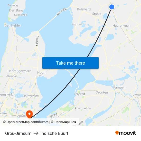 Grou-Jirnsum to Indische Buurt map