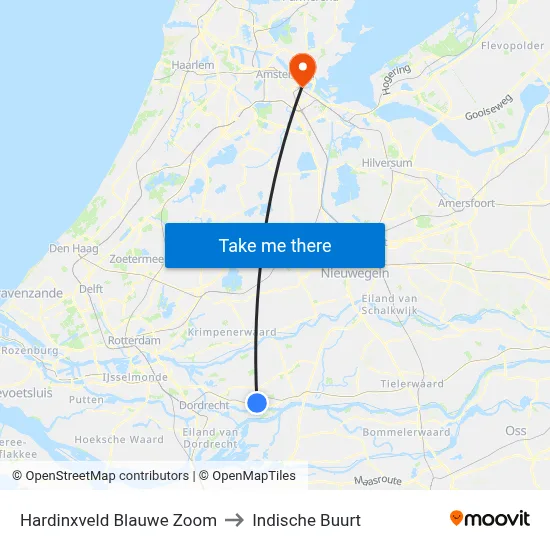 Hardinxveld Blauwe Zoom to Indische Buurt map