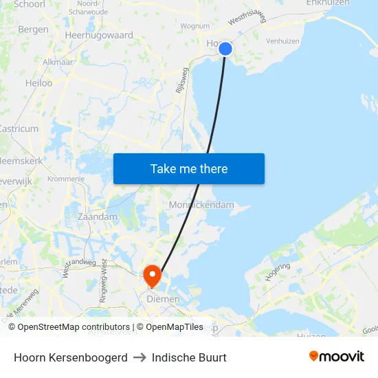 Hoorn Kersenboogerd to Indische Buurt map