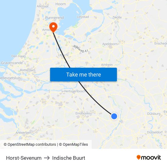 Horst-Sevenum to Indische Buurt map