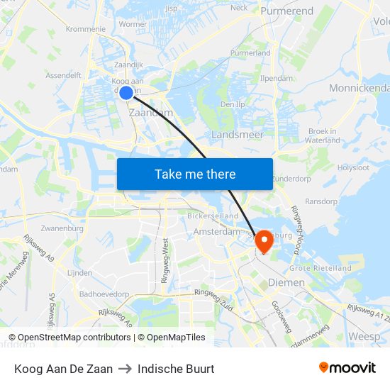 Koog Aan De Zaan to Indische Buurt map