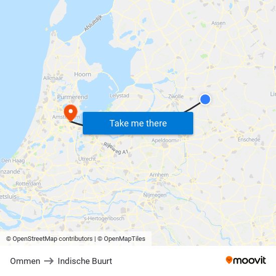 Ommen to Indische Buurt map