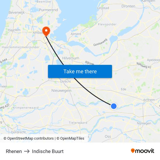 Rhenen to Indische Buurt map