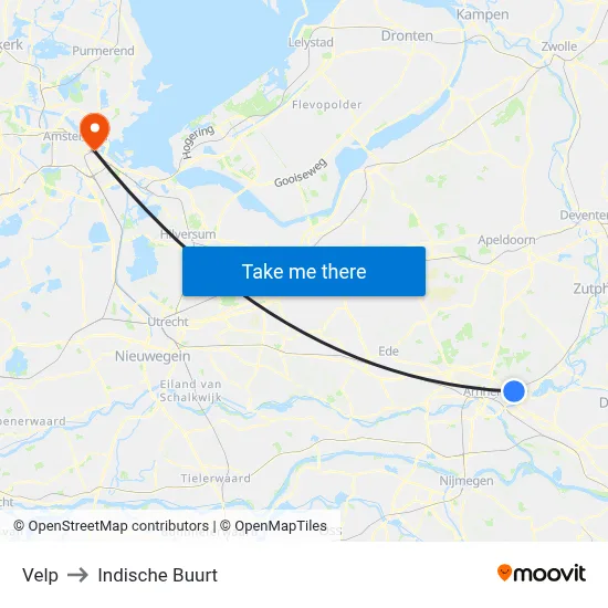 Velp to Indische Buurt map