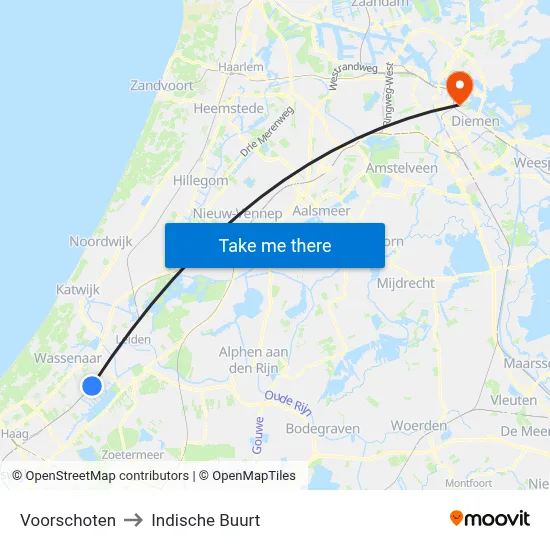 Voorschoten to Indische Buurt map