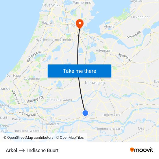 Arkel to Indische Buurt map