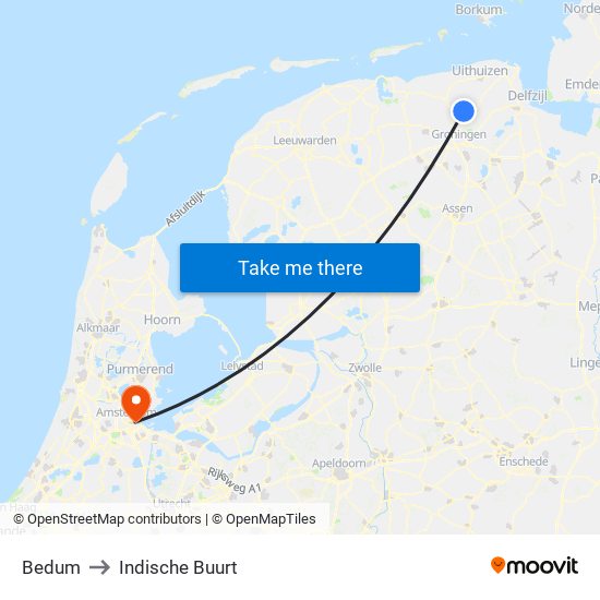 Bedum to Indische Buurt map