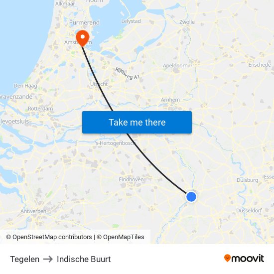 Tegelen to Indische Buurt map