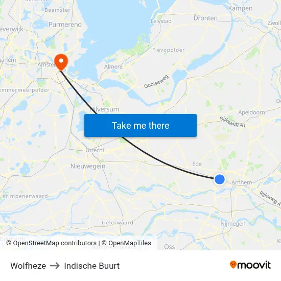 Wolfheze to Indische Buurt map