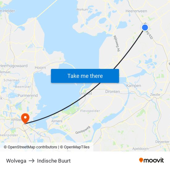 Wolvega to Indische Buurt map