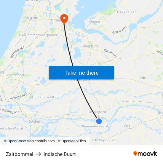 Zaltbommel to Indische Buurt map