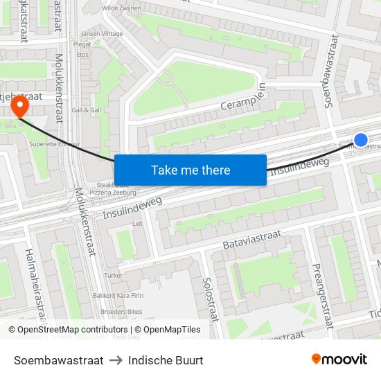 Soembawastraat to Indische Buurt map