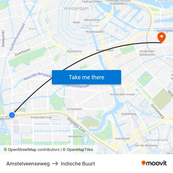 Amstelveenseweg to Indische Buurt map