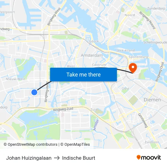 Johan Huizingalaan to Indische Buurt map