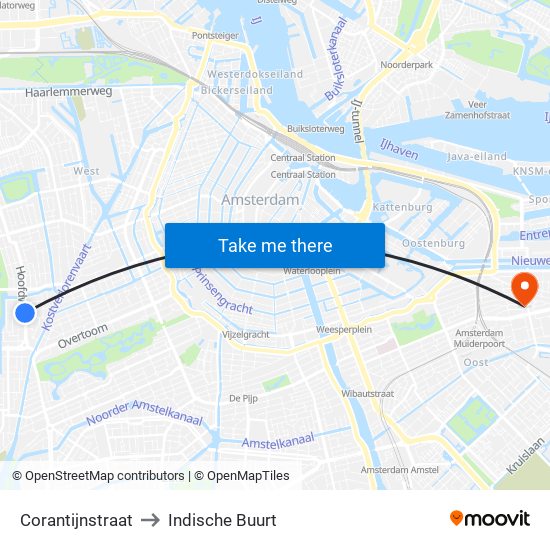 Corantijnstraat to Indische Buurt map