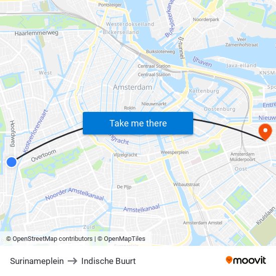 Surinameplein to Indische Buurt map