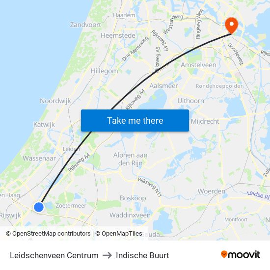 Leidschenveen Centrum to Indische Buurt map