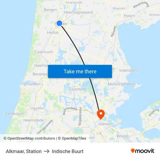 Alkmaar, Station to Indische Buurt map