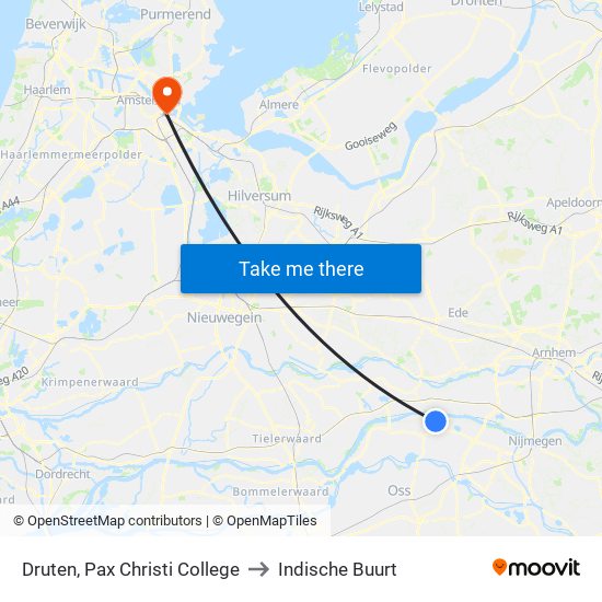 Druten, Pax Christi College to Indische Buurt map