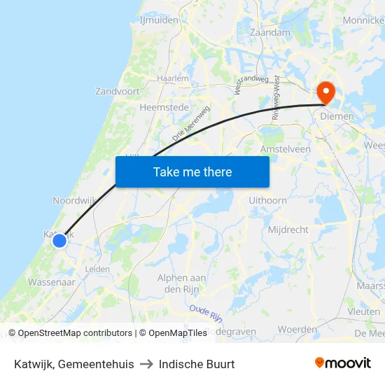 Katwijk, Gemeentehuis to Indische Buurt map