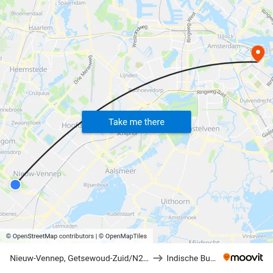 Nieuw-Vennep, Getsewoud-Zuid/N207 to Indische Buurt map